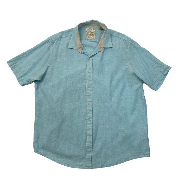 Tasso Elba Island Shirt Mens XL Extra Large Robins Egg Linen Blend Button Up - Picture 1 of 8